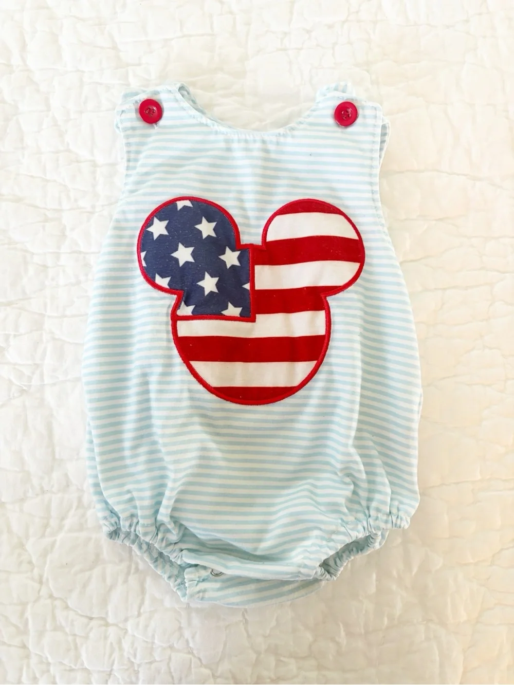 12m • Disney Mickey baby boy romper patriotic flag romper bubbleAbby & evie